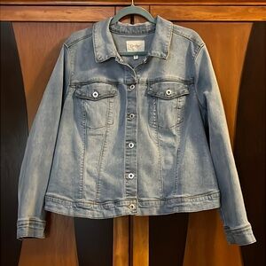 Jessica Simpson Embroidered Light Wash Denim Jean Jacket
